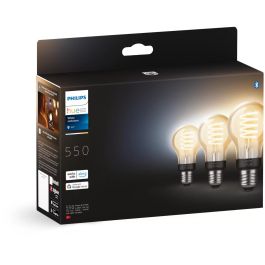 Philips Hue White Ambiance E27 Filament A60 Bombilla Inteligente Bluetooth Regulable 3-Pack