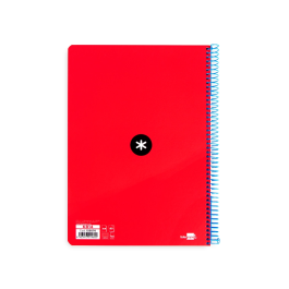 Antartik Cuaderno espiral A4 tapa dura 80 hojas 90gr cuadro 4mm con margen color rojo
