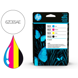 HP Cartuchos de Tinta Negra, Cyan, Magenta, Amarilla Nº 950 + 951 Pack 4 Unidades para Officejet Pro 250, 270, 8100, 8600 Series Precio: 122.49999949. SKU: S55078456