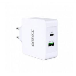 TooQ TQWC-2SC03WT Cargador de Pared 48W con Doble Puerto USB-C Power Delivery y USB-A Quick Charge 3.0 Blanco