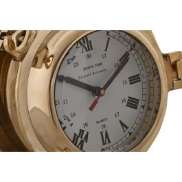 DKD Home Decor Reloj de Pared Vintage Dorado de Latón y Cristal para Decoración del Hogar - Medidas 23x23x7 cm - Funciona con 1 Pila AA