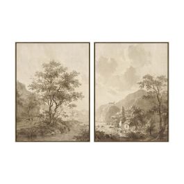 DKD Home Decor Cuadro Oriental de Yute y Ps Beige Negro 120 x 90 cm (2 Unidades) Precio: 194.50000042. SKU: B13Z5988VW