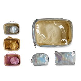 Set 3 Neceseres Berilo - 17x8x25 cm, Plastico, Colores Oro, Plata, Rosa, Transparente (12 Unidades) Precio: 78.58999973. SKU: B1FN8KWWLT