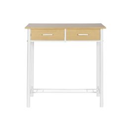 DKD Home Decor Mesa Basicos Natural Blanco Metal MDF 50 x 84 x 80 cm Set de 3