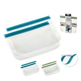 Kozina Bolsas Reutilizables Herméticas Zip, Set 2 Unidades, 23 x 21 cm, Colores Surtidos para Alimentos