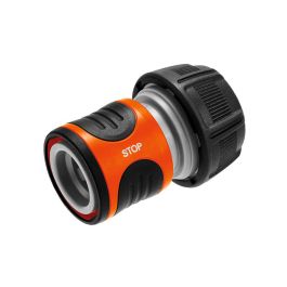 Gardena Conector rápido stop agua 3/4", polipropileno, anti UV, anti hielo, gris/naranja