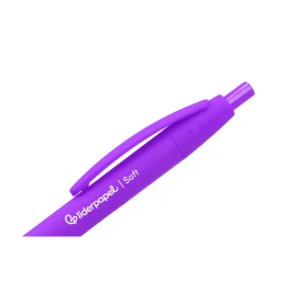 Liderpapel Bolígrafo Retráctil Punta 1 mm con Clip - Tinta Azul, Cuerpo Morado Acabado Soft Touch, 27x145x70 mm