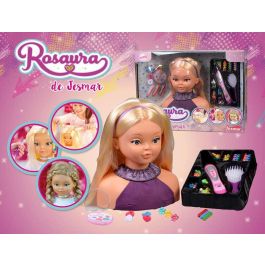Jesmar Busto Rosaura para Peinar y Maquillar, con Infinitos Accesorios y Pelo que Crece, Muñeca de 28cm para Creatividad Infantil +3 Años