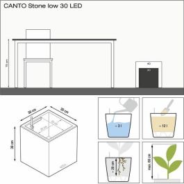 Macetero LECHUZA Canto Stone Cube 30 - kit LED completo, negro grafito