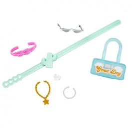 Mattel Muñeca Barbie Mono Rosa con Accesorios de Moda - Incluye Bolso, Gafas de Sol y Más
