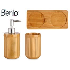 Set de Baño Cerámica 2 Piezas Camel con Bandeja de Bambú - Berilo 9x18.5x20 cm (6 Unidades) Set de Baño Cerámica 2 Piezas Camel con Bandeja de Bambú - Berilo 9x18.5x20 cm (6 Unidades)