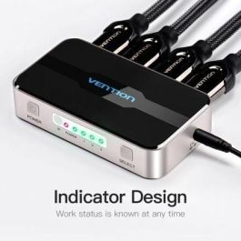 Vention AFFH0 Duplicador Splitter HDMI 1 Entrada Macho a 4 Salidas Hembra 4K@30Hz Conectores Dorados Gris Aluminio