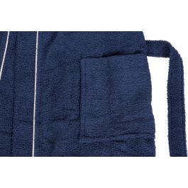 DKD Home Decor Albornoz Basicos Azul Algodon Set 2 Piezas 68 x 123 x 1 cm