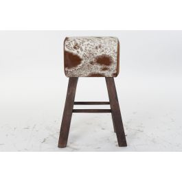 DKD Home Decor Taburete Colonial Negro Blanco 35 x 75 x 50 cm Madera Piel