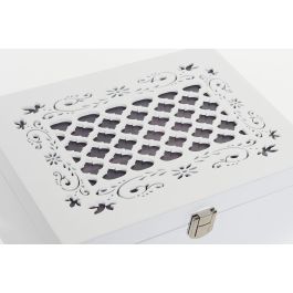 DKD Home Decor Joyero Romántico Blanco y Lila de MDF y Cristal para Decoración, Colección Melocoton in Love, 16x10x22 cm, Set de 2 Unidades
