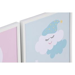 DKD Home Decor Cuadro Lienzo PS Azul Rosa Verde Beige Stars 1.8 x 40 x 30 cm (12 Unidades)