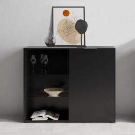 Unidad de almacenamiento pequeña - Decoración negra - L99,1 x H81,3 x D31,5 cm - Hecho en Alemania - FMD4029494125316