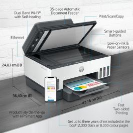 HP Impresora Multifunción Inyección Smart Tank 7305 Wifi con Tanque de Tinta, Imprime Copia Escanea hasta 148 Caracteres