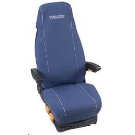 Htc Equipement Funda Algodón Acolchado Azul 100%, con Logo Camión, Superficie Terciopelo y Tejido Micro perforado Ventilado