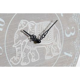 DKD Home Decor Reloj de Pared Estilo Indio Elefante Decapado MDF Blanco 30x30x3 cm Pack 4 Unidades