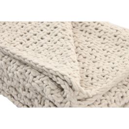 DKD Home Decor Manta de Sofá de Punto Urban 2c25 Beige 170x130 cm de Poliéster y Acrílico, Densidad 470 gsm, Pack de 2 Unidades