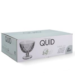 Quid Copa de Helado Maia de Vidrio 30 cL - Set de 24 Unidades, Color Gris, con Relieve, Apto Lavavajillas