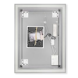 Emuca Espejo de baño Heracles con iluminación LED frontal y decorativa, AC 230V 50Hz, 34W, Plástico y Cristal