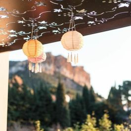 Lumisky LUM3760093541794 - Juego de 3 Faroles Solares SHANGRI LA H20 cm - Rosa, Crema, Naranja - Luz LED Blanco Cálido