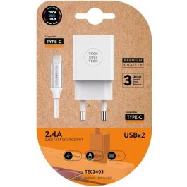 Cargador Tech-One-Tech Doble Pared Blanco + Cable Usb-Usb-C Alto Rendimiento 2,4A Precio: 8.59000054. SKU: B1DHXJ3WKK