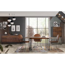 GINER Y COLOMER Armario de Madera de Palisandro y Mango con Patas de Metal Marrón 150x80x45 cm