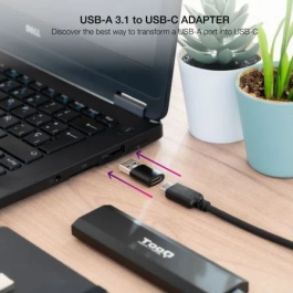 ADAPTADOR NANO CABLE USB A/M - USB C/H 3.1 NEGRO