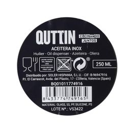 Quttin Aceitera de Acero Inoxidable 250 ml, 6x18 cm (16 Unidades)