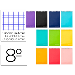 Liderpapel witty Cuaderno espiral bolsillo octavo apaisado tapa dura 80h 75gr cuadro 4 mm colores surtidos