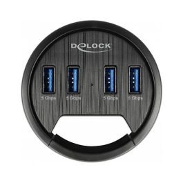 Delock Concentrador USB de escritorio 4 Puertos USB-A 3.2 Gen 1, SuperSpeed 5 Gbps, 1.5 m, Negro