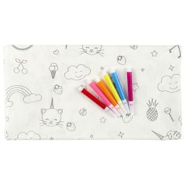 Party Time Mantel para Colorear con 5 Rotuladores, Unicornio, Llama, 120x180cm