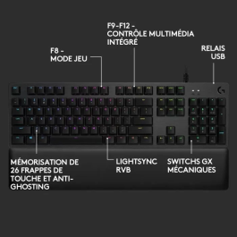 Logitech G Teclado Mecánico para Juegos G513 LIGHTSYNC RGB con Interruptores GX Brown - Carbono