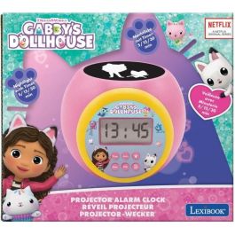 Lexibook Reloj Despertador Proyector La Casa de Muñecas de Gabby con Alarma y Luz Nocturna