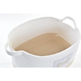 DKD Home Decor Cesta Blanco Crema Algodon Set de 2 Piezas 43 x 30 x 23 cm