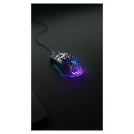 SteelSeries Aerox 3 2022 - Ratón Gaming Inalámbrico, Óptico 8500 DPI, 59g, RGB, USB-C, IP54, Negro