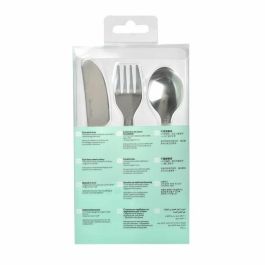 Beaba Set de 3 Cubiertos de Aprendizaje para Bebés de Acero Inoxidable Rosa Cuchara, Tenedor y Cuchillo con Formas Redondeadas