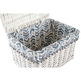 DKD Home Decor Cesta de Mimbre y Poliéster Blanco y Azul, Set de 2, Ancho 45 cm, Largo 35 cm, Alto 30 cm, Peso 1 kg DKD Home Decor Cesta de Mimbre y Poliéster Blanco y Azul, Set de 2, Ancho 45 cm, Largo 35 cm, Alto 30 cm, Peso 1 kg