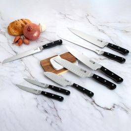 Quid Professional Cuchillo Santoku Inox Chef Black Acero Inoxidable 18 cm Negro Mango Ergonómico Apto Lavavajillas (6 Unidades)