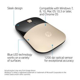 HP Z3700 Ratón Inalámbrico Dorado, con Conectividad Sin Cables y Diseño Delgado Portátil