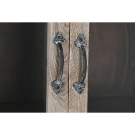 DKD Home Decor Mueble Bar Alpino Natural Madera Reciclada Teca Cristal 40 x 182 x 75 cm