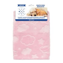 Nayeco Manta Sky Rosa para Mascotas con Nubes y Estrellas, 100 x 70 cm