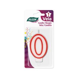 Vela Blanca con Borde Rojo 7 cm - Algon (36 Unidades) Vela Blanca con Borde Rojo 7 cm - Algon (36 Unidades)