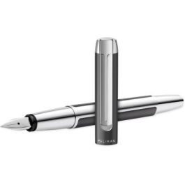 Pelikan PURA P40 Pluma Estilográfica Anthrazit de Aluminio y Acero Satinado con Sistema de Carga por Cartucho, en Caja de Regalo