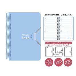 Agenda Anual (2026) Senfort Mini Espiral Tapa Pp Con Goma 90X135 S/V Azul Pastel Precio: 7.58999967. SKU: B1K8XJ6AL9
