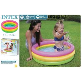 Piscina hinchable 3 aros colores con suelo hinchable (capacidad 56 litros) (1/3 años) 86x25 cm