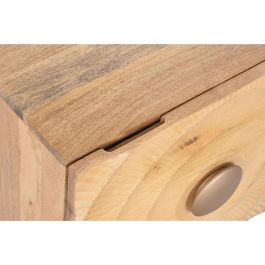 DKD Home Decor Mesita de Noche Colonial Mango Metal Natural Dorado 40 x 50 x 50 cm